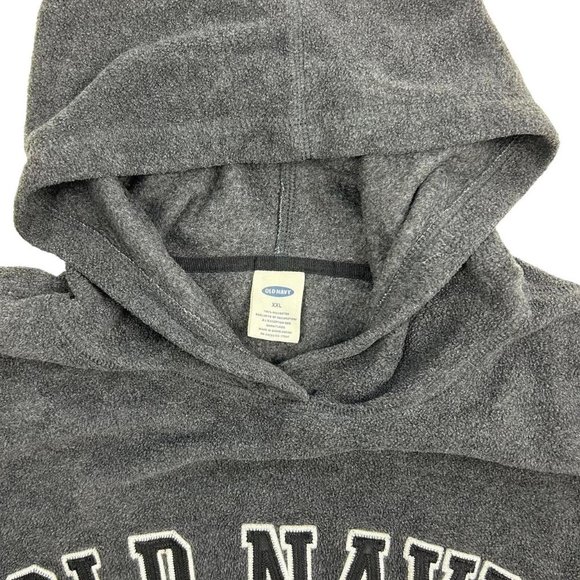 OLD NAVY Gray Full Sleeved Embroidered Big Logo Fleece Hoodie Mens XXL - Picture 2 of 4